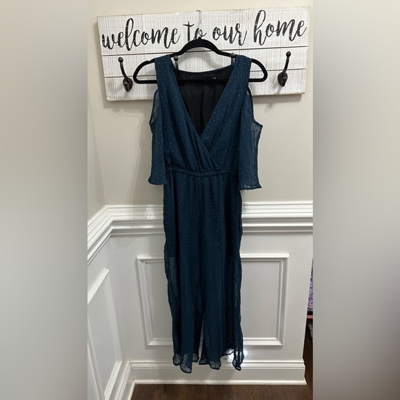 MINKPINK Turquoise Swiss Dot Cold Shoulder Jumper size S - Picture 8 of 12